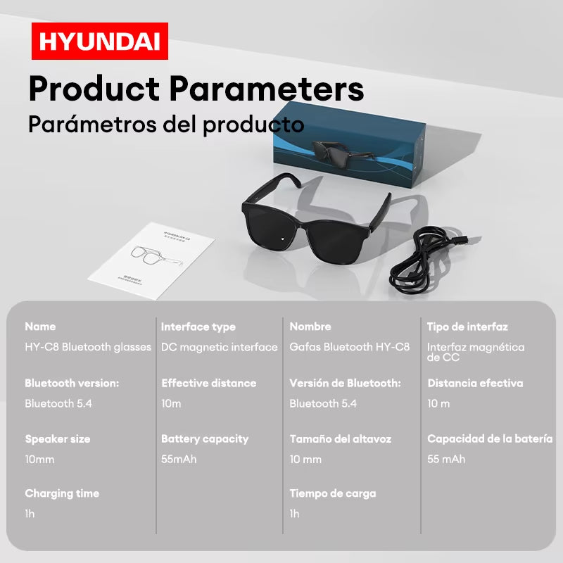 HY-C8 AI Glasses Earphones with Camera Function Voice Translation Smart Glasses Multi-Function Keys for Sports