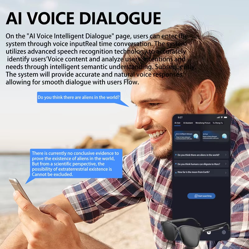 HY-C8 Smart Glasses AI Intelligent Translation Wireless Bluetooth Glasses Real-Time Simultaneous Interpretation Headset