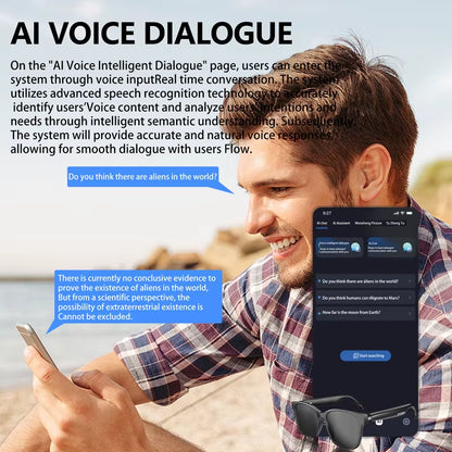 HY-C8 Smart Glasses AI Intelligent Translation Wireless Bluetooth Glasses Real-Time Simultaneous Interpretation Headset