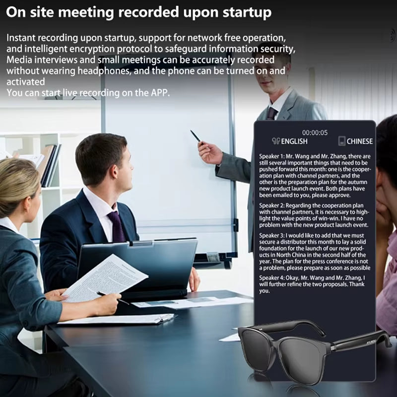 HY-C8 Smart Glasses AI Intelligent Translation Wireless Bluetooth Glasses Real-Time Simultaneous Interpretation Headset