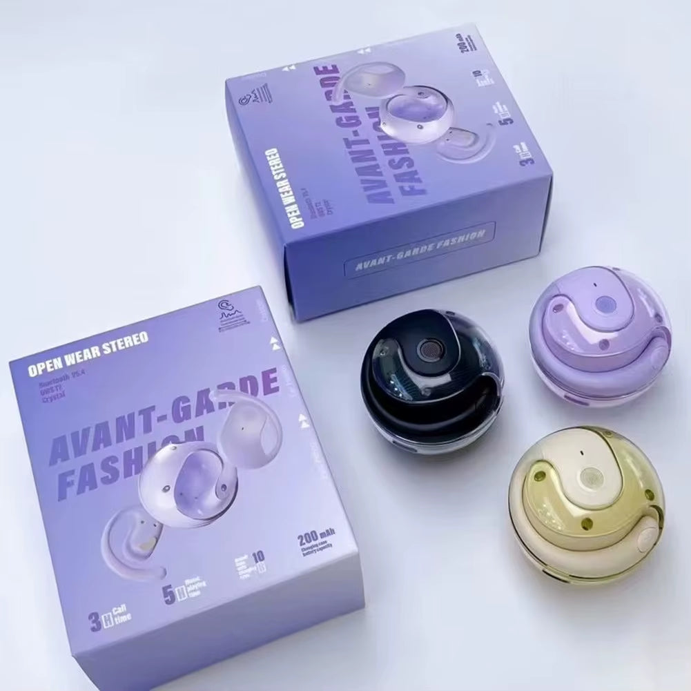 Wireless BT AI Language Translation Headphones Ball Shape Bluetooth-Compatible 5.3 Ear Hanging Headphone Open-Ear Headphones