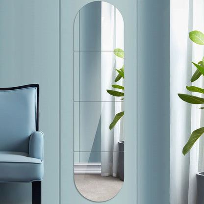 4Pcs Full Length Acrylic Mirror Set for Wall Self Adhesive Acrylic Mirror DIY Flexible Stickers Acrylic Mirror Tiles for Decor