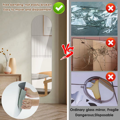 4Pcs Full Length Acrylic Mirror Set for Wall Self Adhesive Acrylic Mirror DIY Flexible Stickers Acrylic Mirror Tiles for Decor