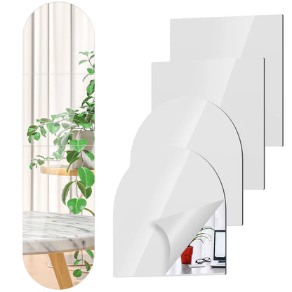 4Pcs Full Length Acrylic Mirror Set for Wall Self Adhesive Acrylic Mirror DIY Flexible Stickers Acrylic Mirror Tiles for Decor